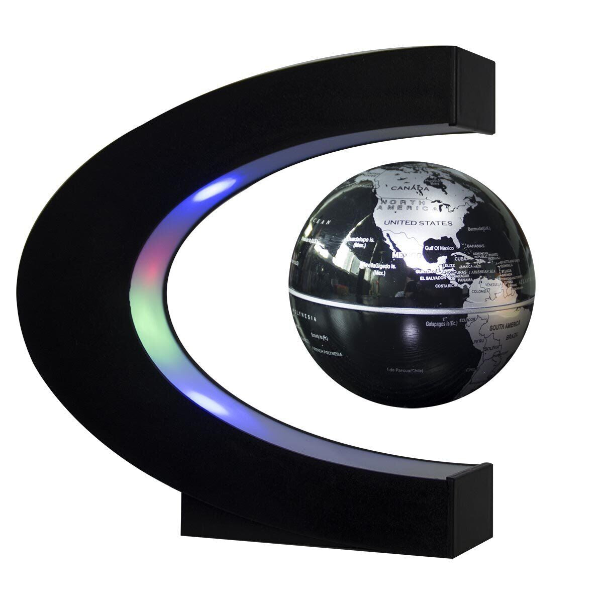 Floating Globe with LED Lights C Shape Magnetic Levitation Floating Globe Wor...